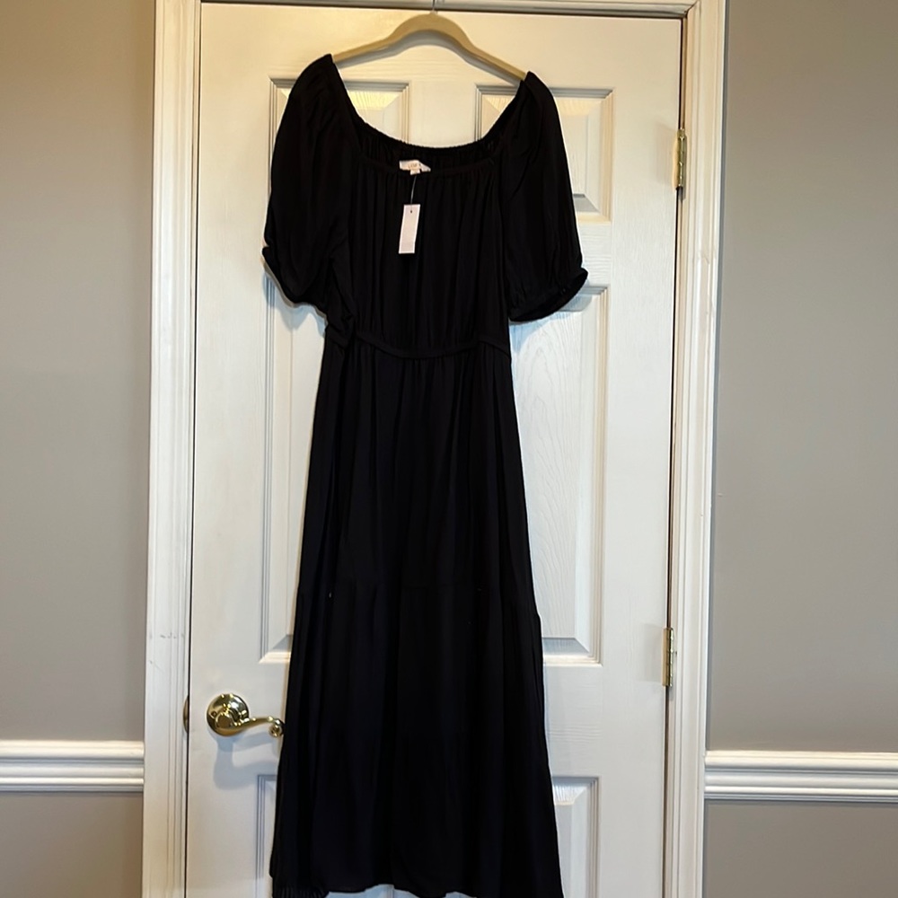Never worn. Loft  maxi flounce dress